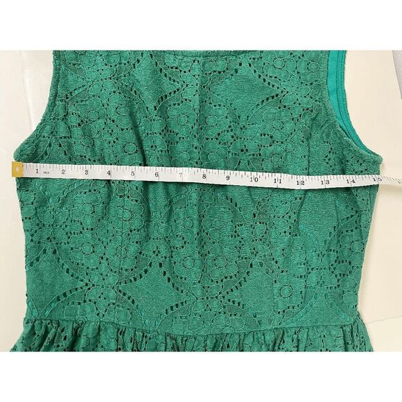 Mystic Womens Sleeveless Line Eyelet Lace Mini A-Line Dress Turquoise Size Small - Picture 5 of 6